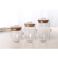 insulated double wall glass cup with wooden lid